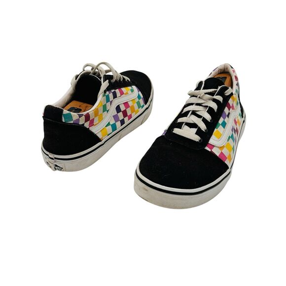 VANS Old Skool Rainbow Checkerboard Sneakers Suede Canvas Missy Size 6 Colorful - Picture 5 of 9